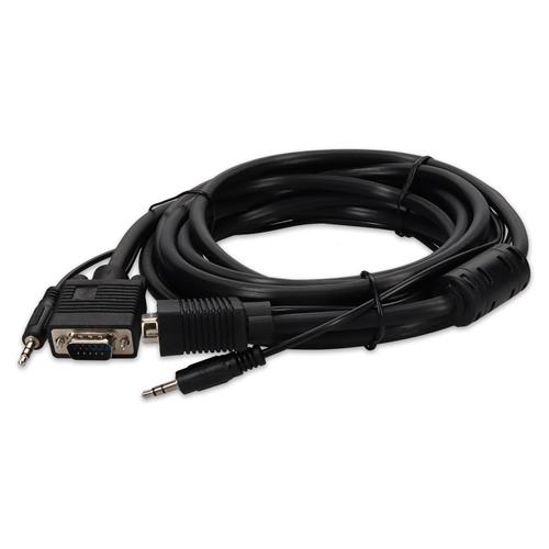 Picture of 5PK 15ft VGA Male to Male Black Cables Includes 3.5mm Audio Port Max Resolution Up to 1920x1200 (WUXGA)