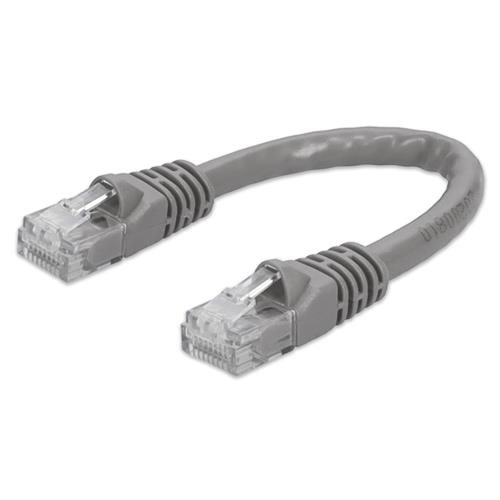 Picture of 10in RJ-45 (Male) to RJ-45 (Male) Cat6 Straight Booted, Snagless Gray UTP Copper PVC Patch Cable