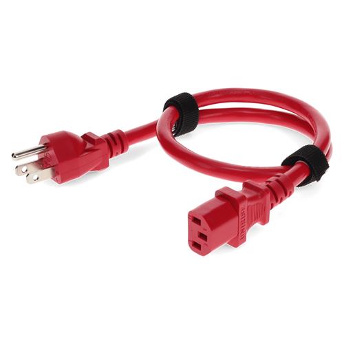 Picture for category 19in NEMA 5-15P Male to C13 Female 14AWG 100-250V at 10A Red Power Cable
