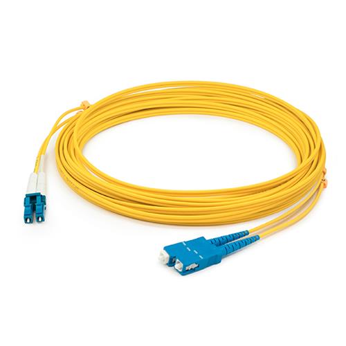 Picture of 21m LC (Male) to SC (Male) OS2 Straight Yellow Duplex Fiber OFNR (Riser-Rated) Patch Cable